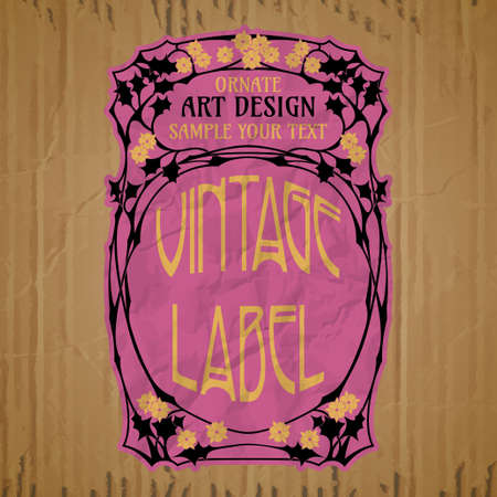 vector vintage items: label art nouveauのイラスト素材
