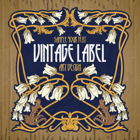 vector vintage items: label art nouveauのイラスト素材