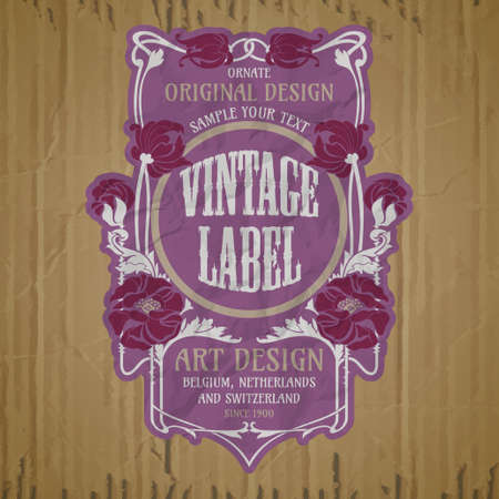 vector vintage items: label art nouveauのイラスト素材