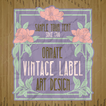 vector vintage items: label art nouveauのイラスト素材