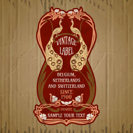 vector vintage items: label art nouveauのイラスト素材