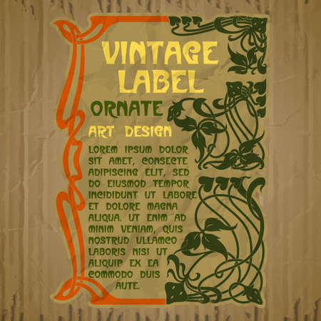 vector vintage items: label art nouveauのイラスト素材