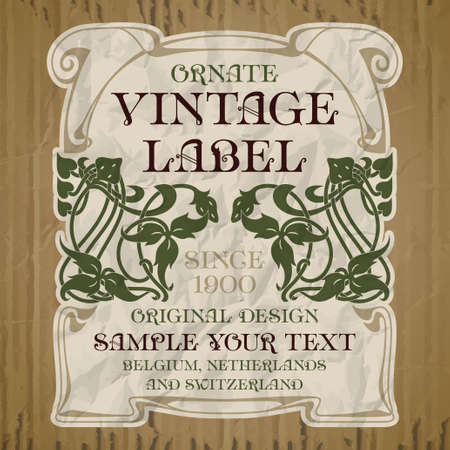 vector vintage items: label art nouveauのイラスト素材