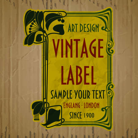 vector vintage items: label art nouveauのイラスト素材