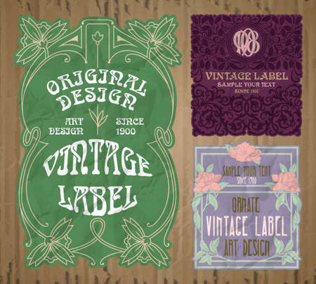 vector vintage items: label art nouveauのイラスト素材