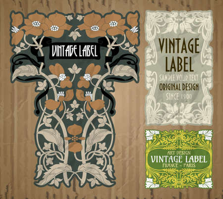 vector vintage items: label art nouveauのイラスト素材