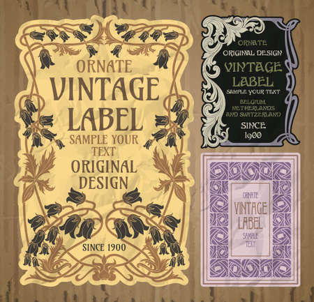 vector vintage items: label art nouveauのイラスト素材
