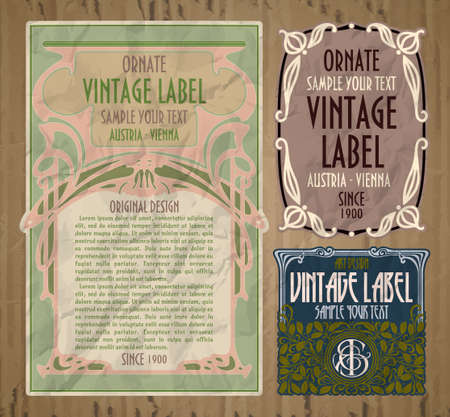 vector vintage items: label art nouveauのイラスト素材