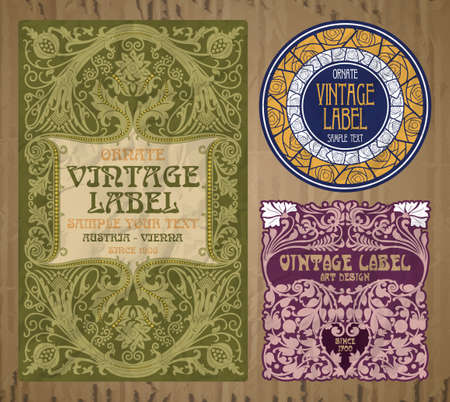 vector vintage items: label art nouveauのイラスト素材
