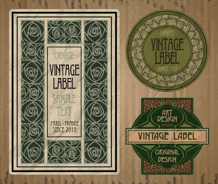 vector vintage items: label art nouveauのイラスト素材