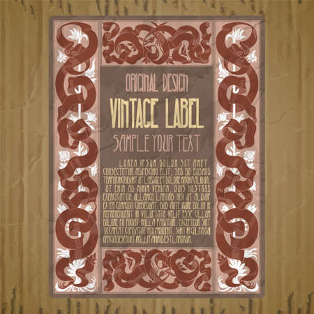 vector vintage items: label art nouveauのイラスト素材