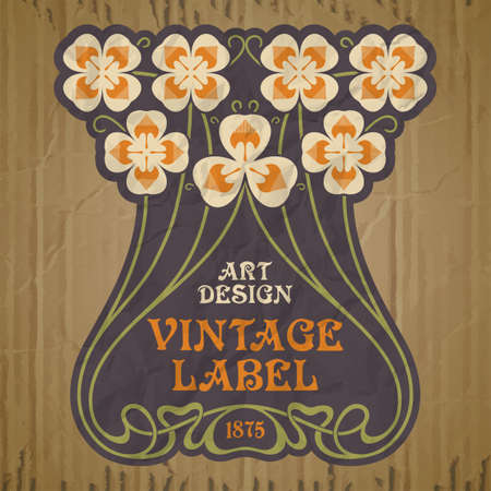 vector vintage items: label art nouveauのイラスト素材
