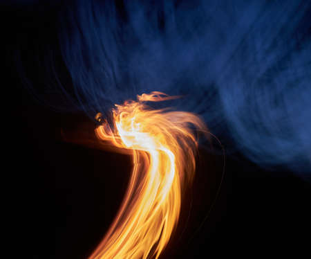 Multi Colour Motion Blur in Darknessの写真素材