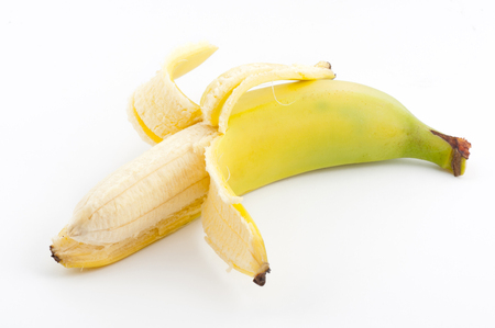 banana isolated on whiteの写真素材