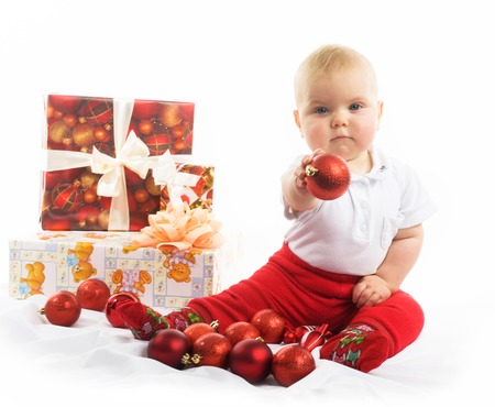 baby in christmasの写真素材