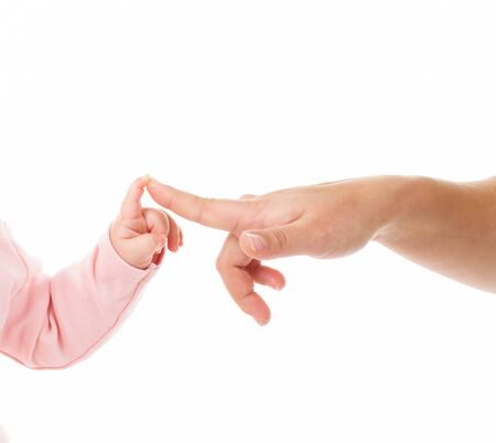 baby and mothers handsの写真素材