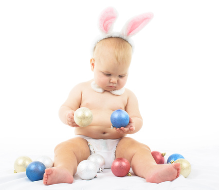 Baby with Bunny Earsの写真素材