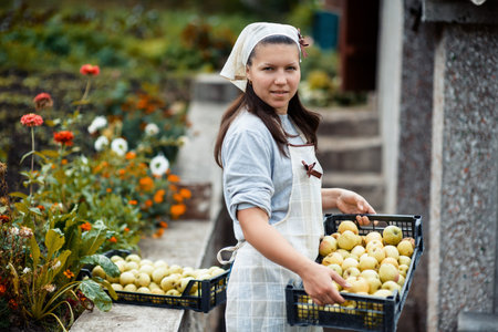woman in gardenの写真素材