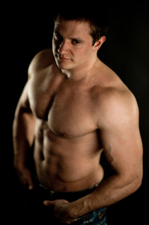 strong muscular athletic manの写真素材