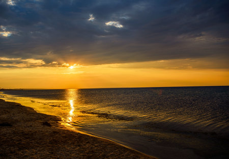 sunset on seaの写真素材