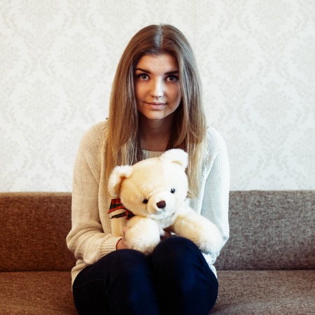 Beautiful blonde with white bearの写真素材