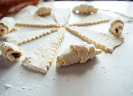 dough with cherriesの写真素材