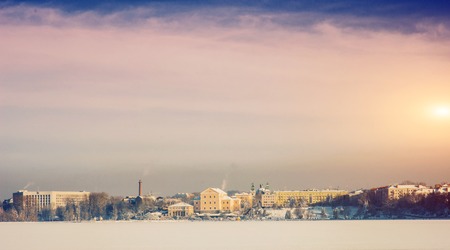 City landscape in winterの写真素材
