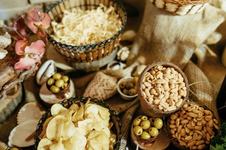 Abundance of food on the tableの写真素材