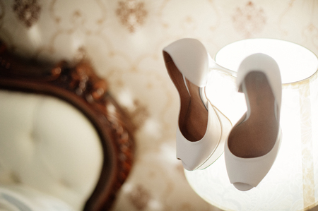 Elegant and stylish bridal shoes.の写真素材