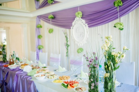 laid wedding banquet tableの写真素材