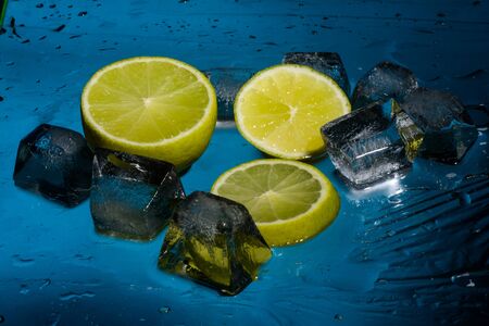 Freshness lime and cristal cube of iceの写真素材
