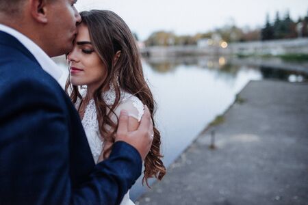 young couple in wedding dayの写真素材