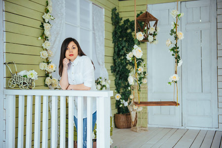 pregnant woman at homeの写真素材