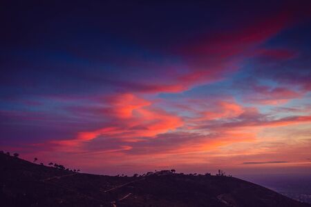 Orange sky, above the blue seaの写真素材