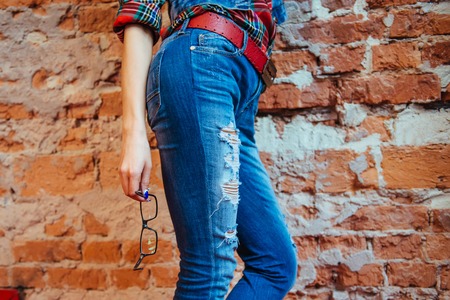 Girl in jeans.Art processing and retouching photos special.の写真素材