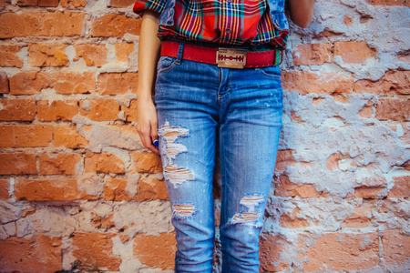 Girl in jeans.Art processing and retouching photos special.の写真素材