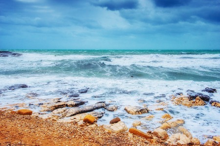 waves on the sea landscape  a background of blue skyの写真素材