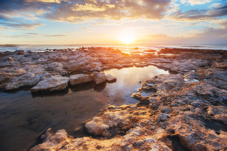 Spring panorama of sea coast city Trapany. Sicily, Italy Europeの写真素材