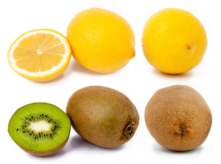 collection of fruits on white background.の写真素材