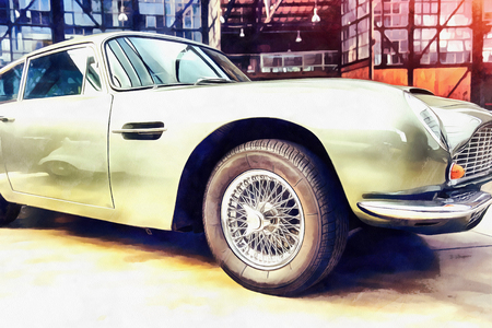 The works in the style of watercolor painting. Vintage transportの写真素材