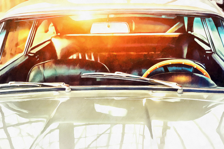 The works in the style of watercolor painting. Saloon car in theの写真素材