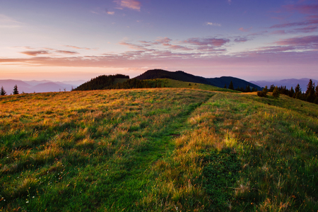 Fantastic sunset in the mountains of Ukraine.の写真素材