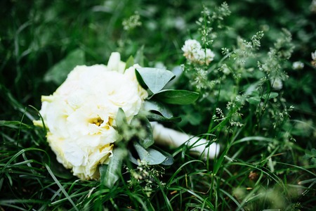 Wedding bouquet of bride - colorful flowers.の写真素材