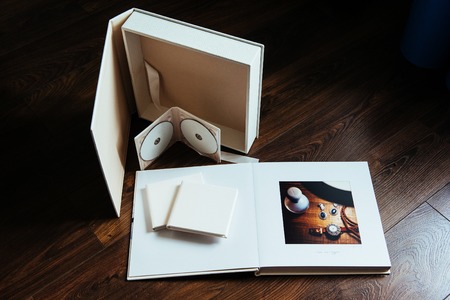 natural leather classic wedding photobook and album.の写真素材
