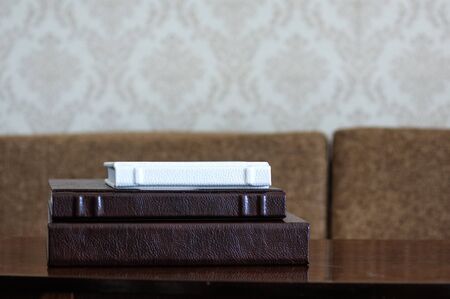 natural leather classic wedding photobook and albumの写真素材