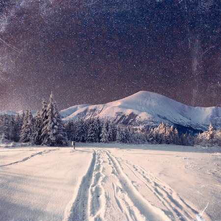 fantastic milky way in the New Year's Eve. Vintage effect.の写真素材
