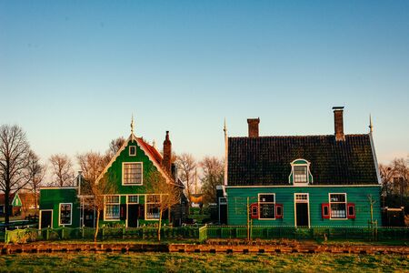 Comfortable houses at sunset.の写真素材