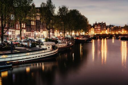 Beautiful night in Amsterdam.  illuminationの写真素材