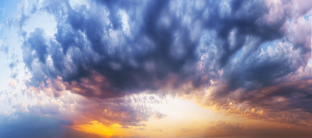 colorful sky with sun background in mountains. sunset, sunrise
