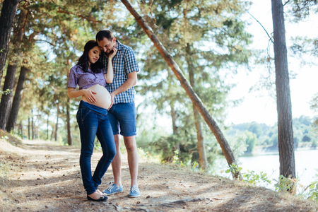 Happy family is waiting their babyの写真素材